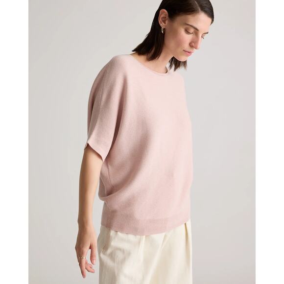 Quince Lightweight Cotton Cashmere Link-Stitch Dolman Sweater Sugar Stone XL NWT - Picture 5 of 13